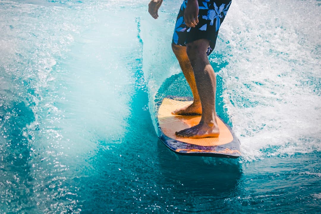 A surfer riding a wave